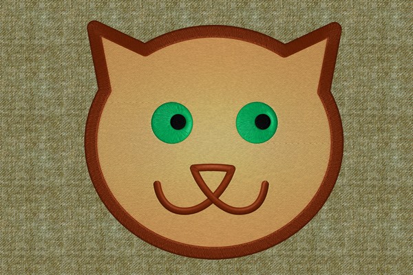 Happy Cat Face Machine embroidery