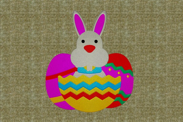 Easter Bunny with Eggs Machine embroidery