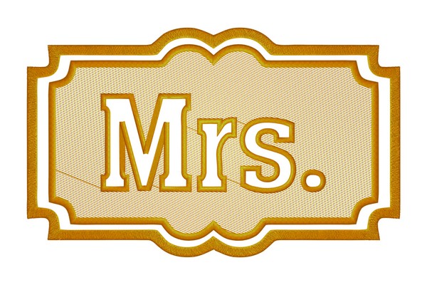 Mrs embossed embroidery design