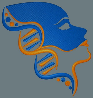 Face with DNA Hair Machine embroidery