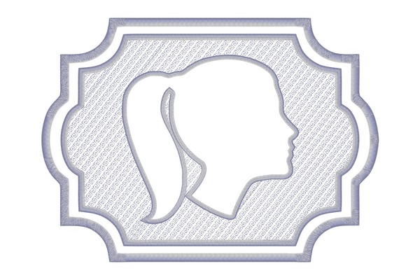 Woman Head embossed embroidery design