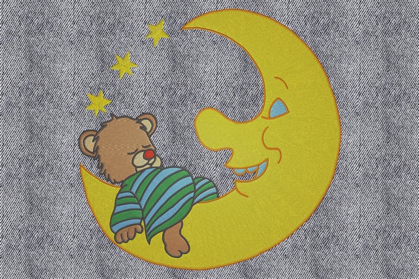 Bear on the Moon Machine embroidery