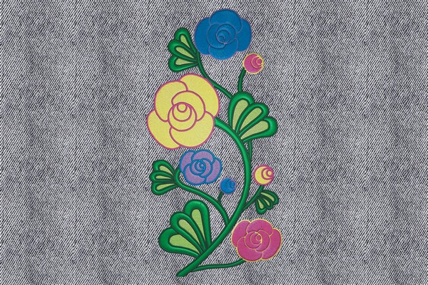 Bouquet of Beautiful Flowers Machine embroidery