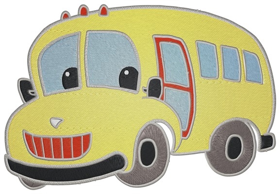 Happy School Bus Machine embroidery