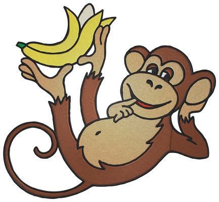 Chimpanzee with Banana Machine embroidery
