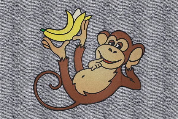 Chimpanzee with Banana Machine embroidery