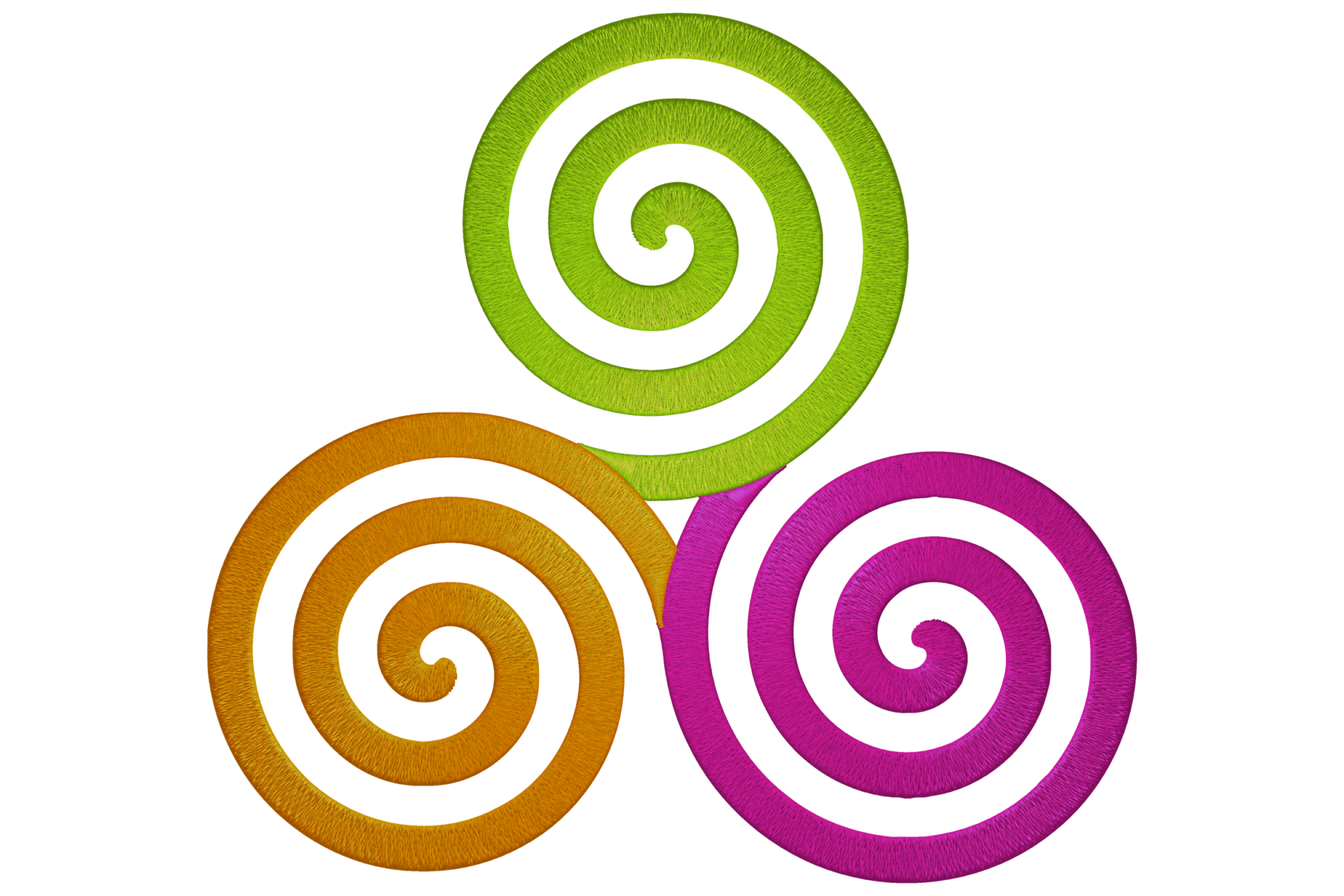 Three ColorsTriskelion Spiral Machine embroidery