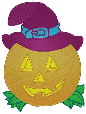 Halloween Pumpkin with Hat Machine embroidery