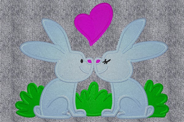 Bunny in Love. Machine embroidery