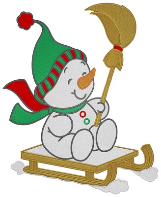 Snowman on the Luge Machine embroidery