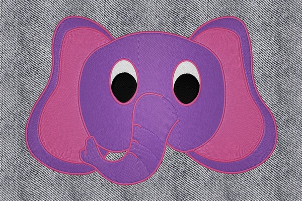 Elephant Face Machine embroidery