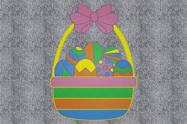 Basket with Easter Eggs Machine embroidery