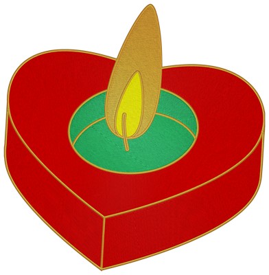 Valentine Candle embroidery