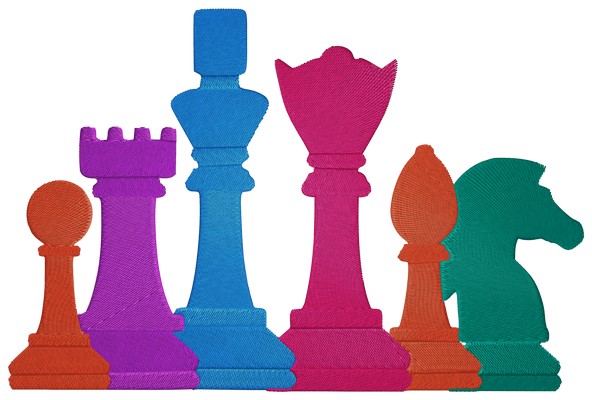 Chess Pieces embroidery