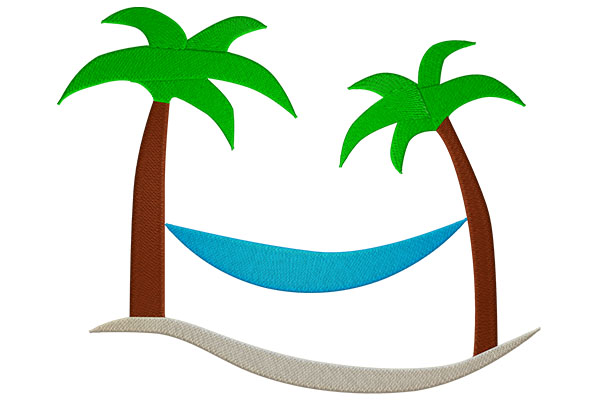 Vacation Palm Tree Machine embroidery