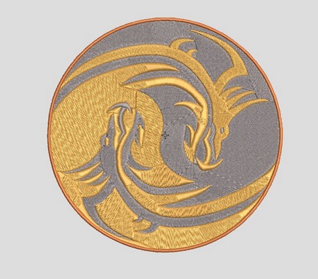 Dragon Yin Yang . Machine embroidery file