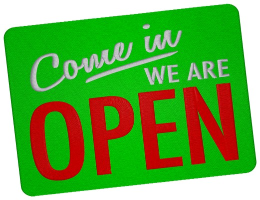 We Are Open Sign . Machine embroidery file