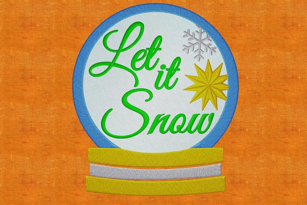 Let It Snow Crystal Ball . Machine embroidery file