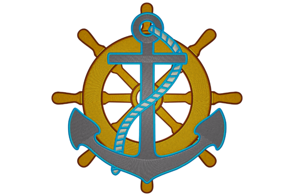 Anchor& ship wheel machine embroidery
