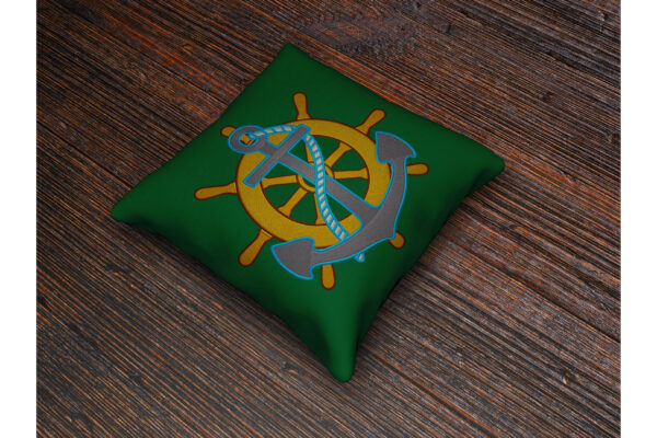 Anchor& ship wheel machine embroidery