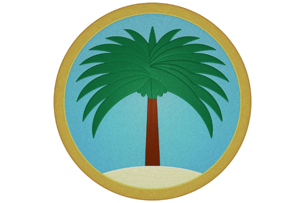 Palm tree machine embroidery