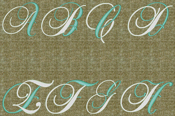 Two Colors Calligraphy Fonts embroidery fonts