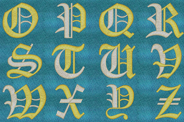 Two Colors Old English embroidery fonts