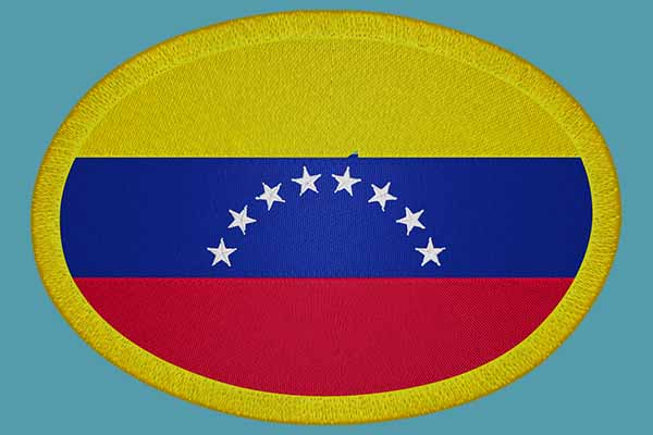 Venezuela oval flag embroidery design